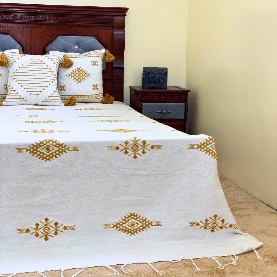 Moroccan PomPom Woven Blankets