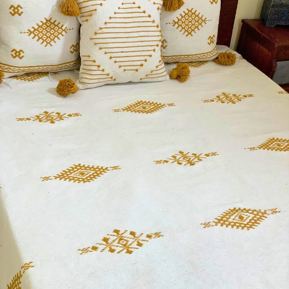 Moroccan PomPom Woven Blankets