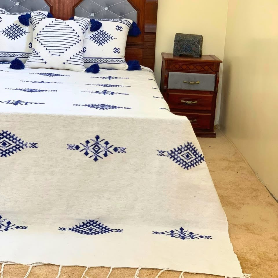 Moroccan PomPom Woven Blankets