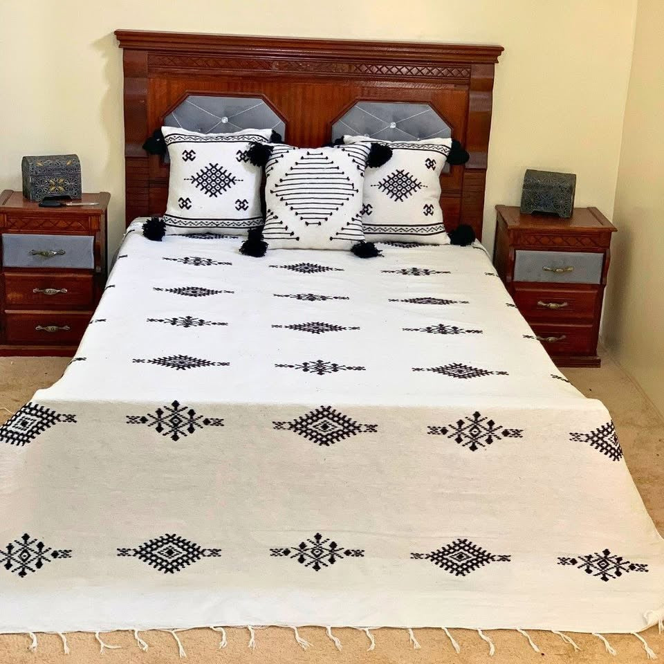 Moroccan PomPom Woven Blankets