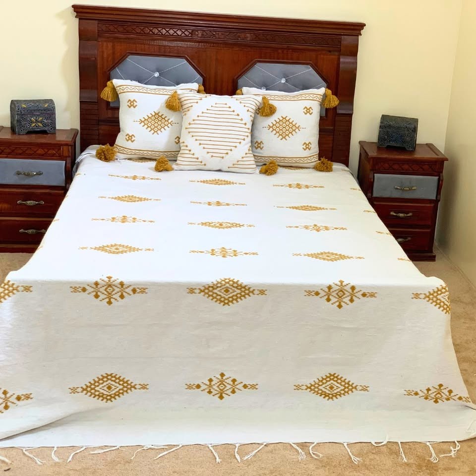 Moroccan PomPom Woven Blankets