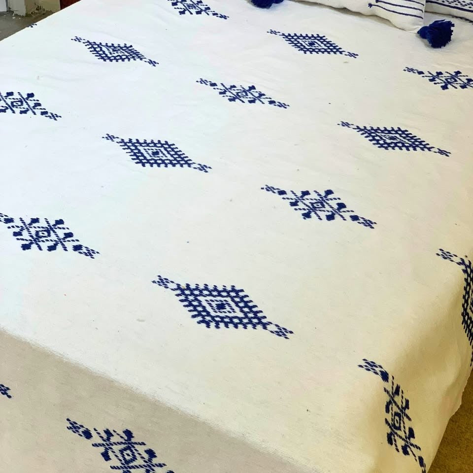 Moroccan PomPom Woven Blankets