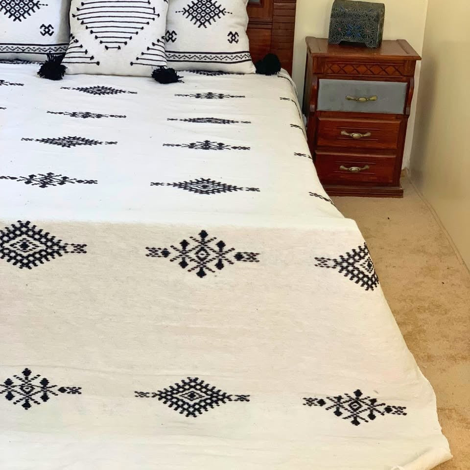 Moroccan PomPom Woven Blankets