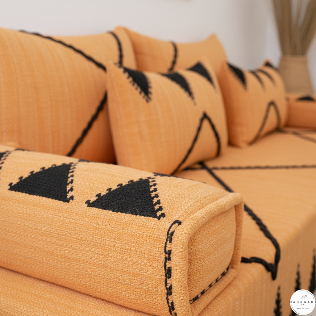 Orange Moroccan Handmade Floor Sofa