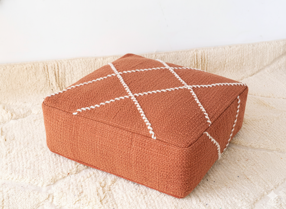 Premium Moroccan Cotton Floor Cushion — Soft, Odor-Free & Handwoven for Modern Homes