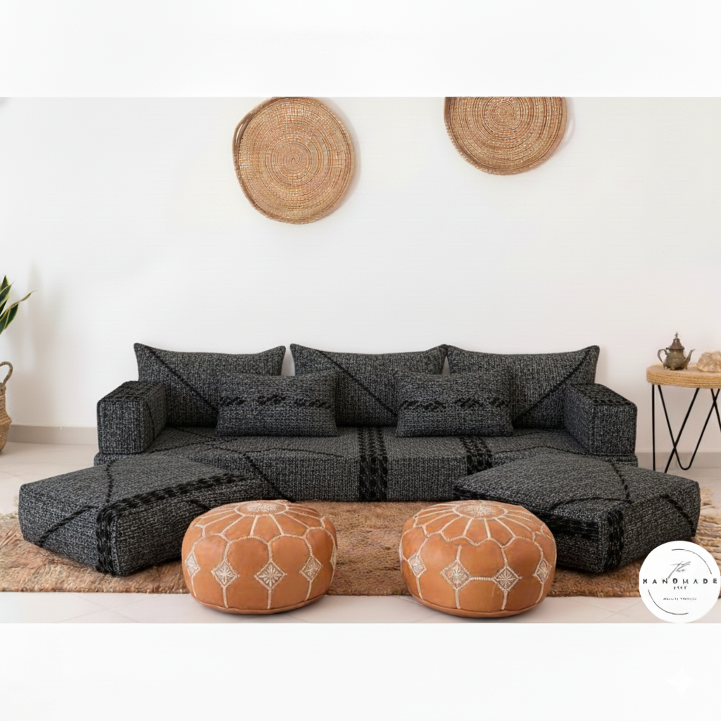 Premium Moroccan Cotton Floor Cushion — Soft, Odor-Free & Handwoven for Modern Homes