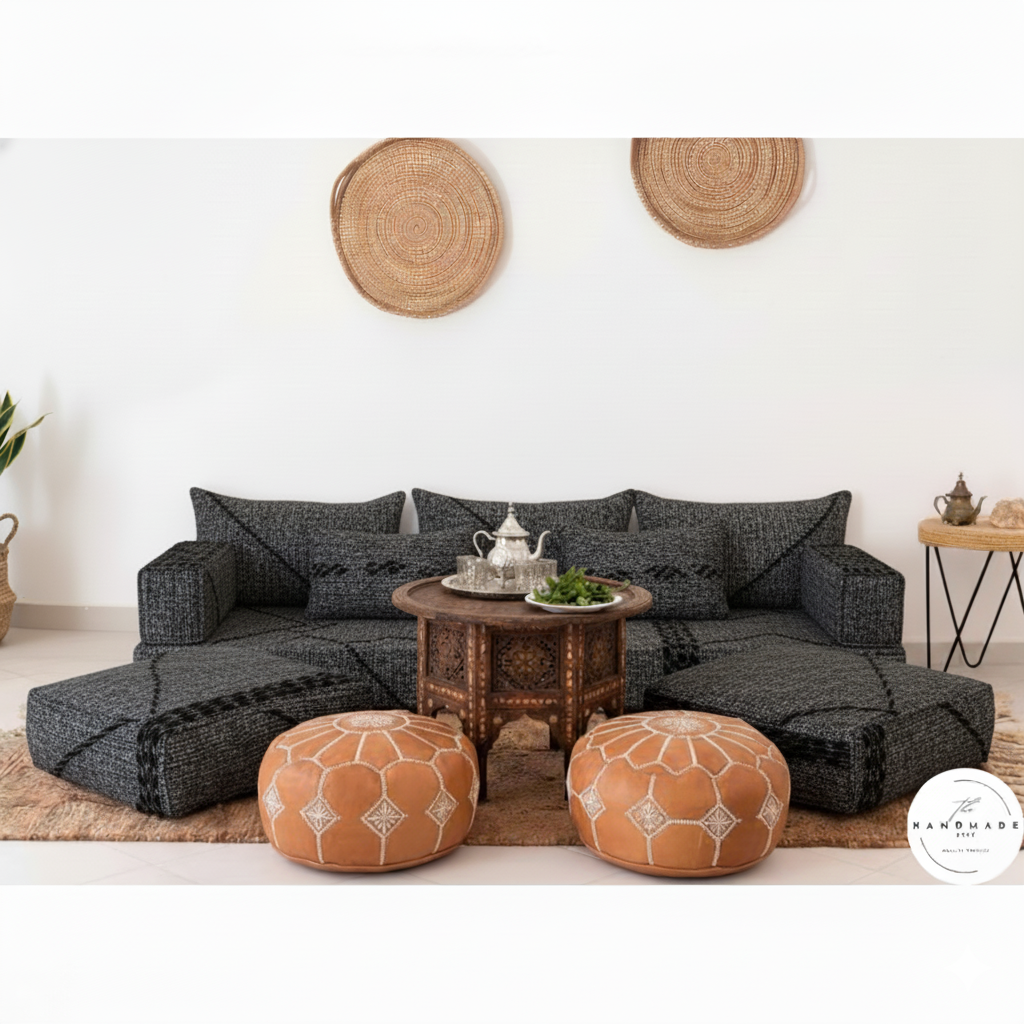 Premium Moroccan Cotton Floor Cushion — Soft, Odor-Free & Handwoven for Modern Homes