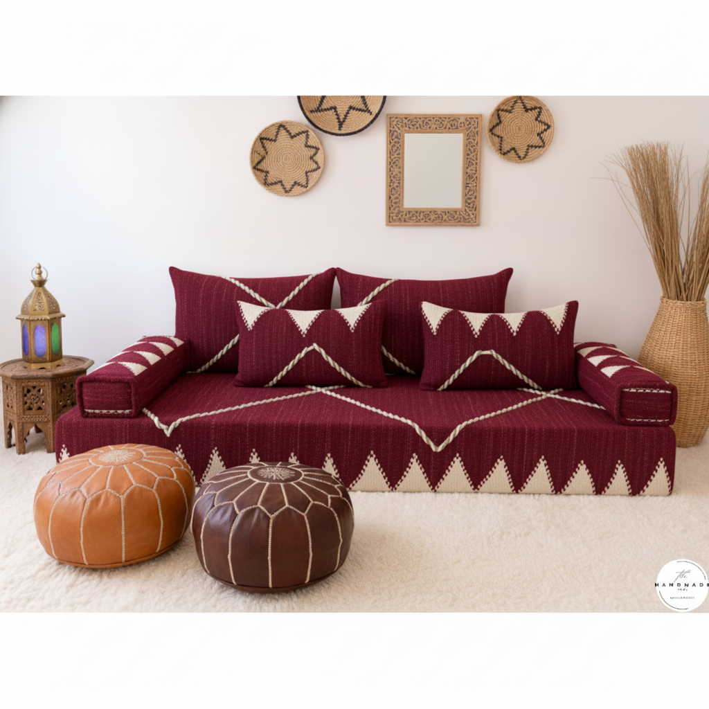 Premium Moroccan Cotton Floor Cushion — Soft, Odor-Free & Handwoven for Modern Homes