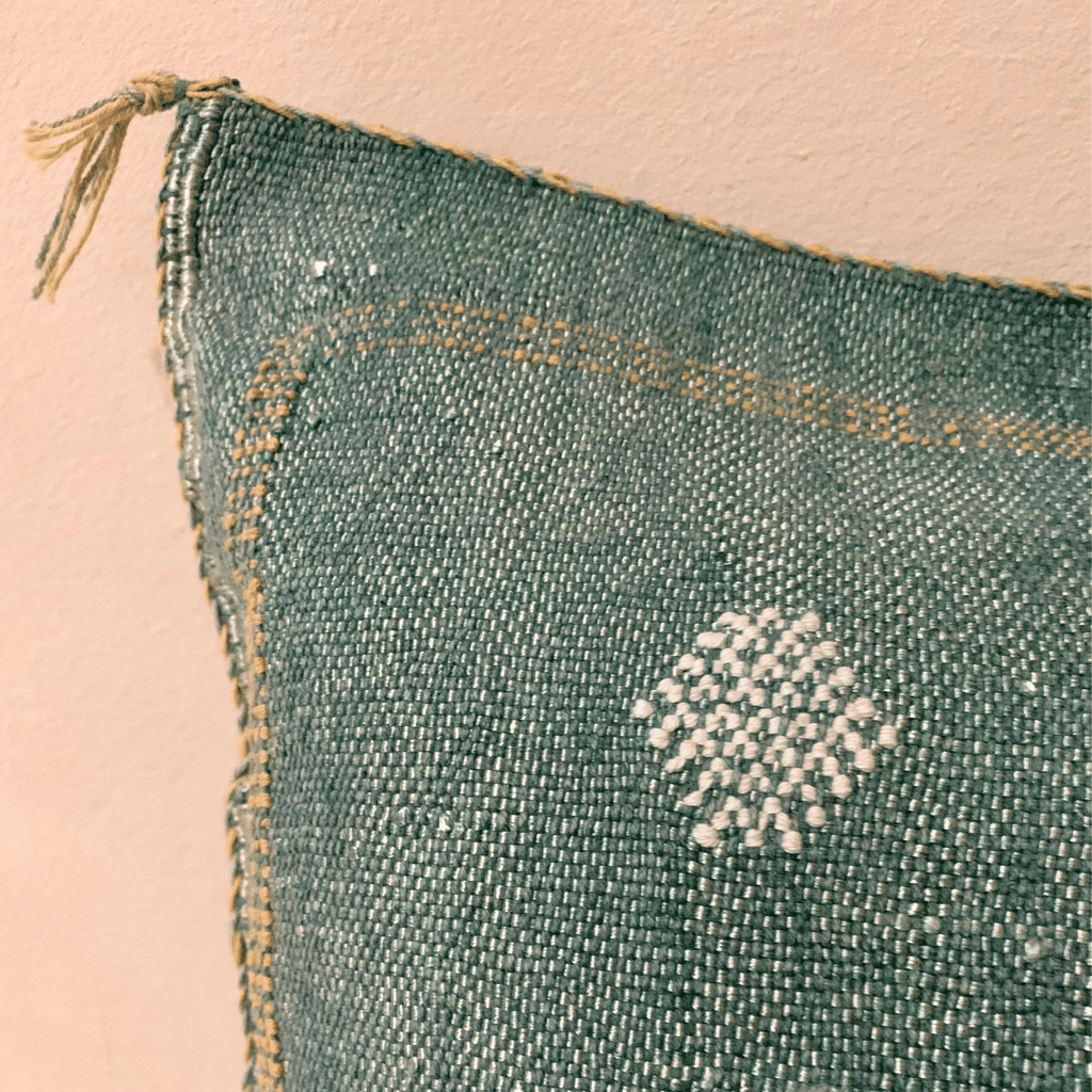 Green Moroccan cactus silk pillow