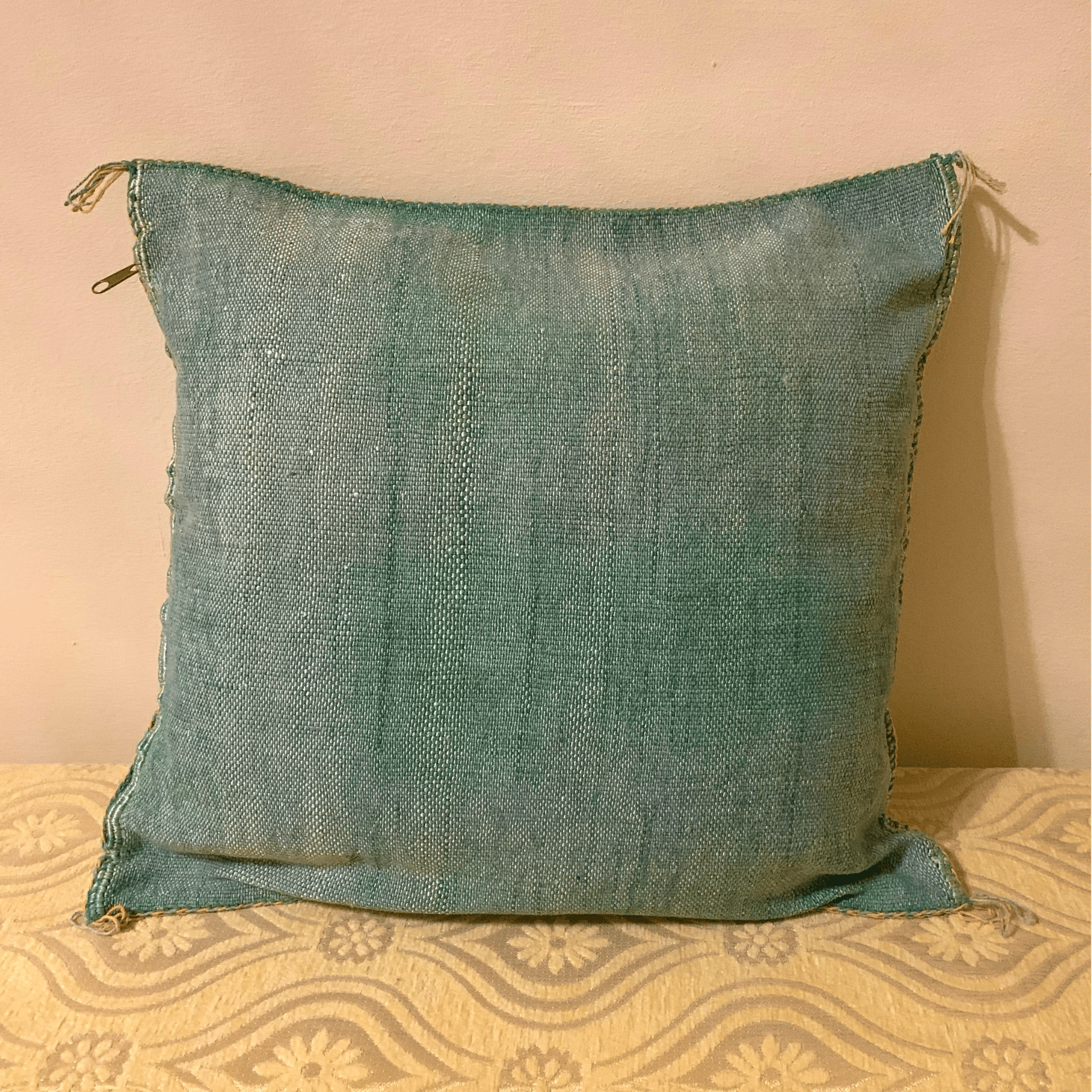 Green Moroccan cactus silk pillow