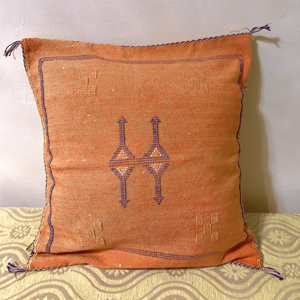 Brown Moroccan cactus silk pillow