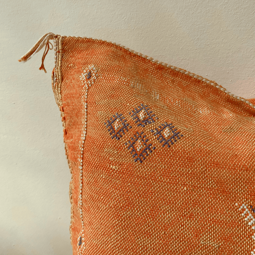 Brown Moroccan cactus silk pillow