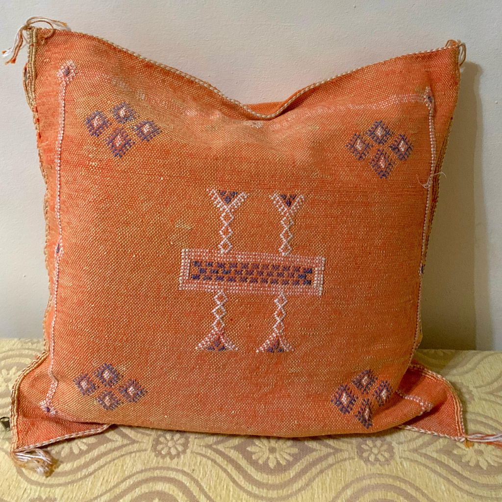Brown Moroccan cactus silk pillow