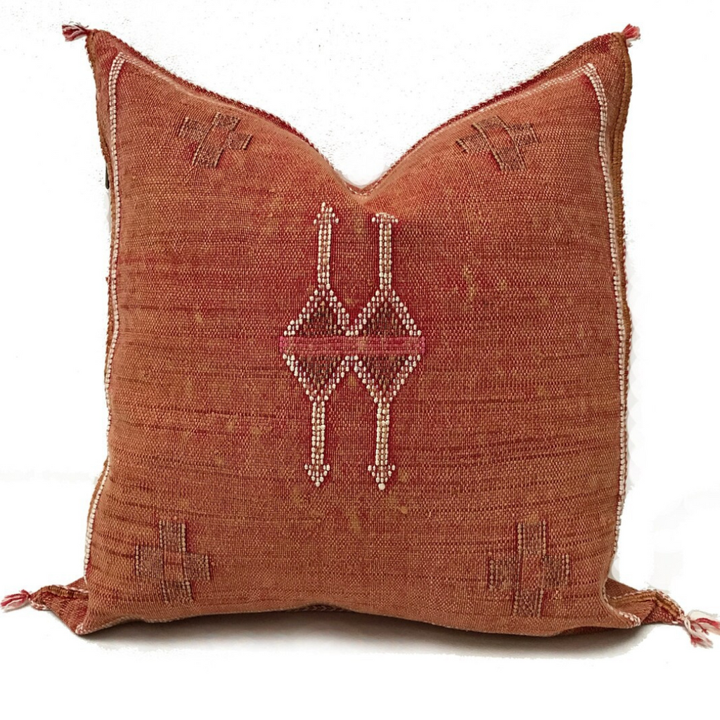 Brown Moroccan cactus silk pillow