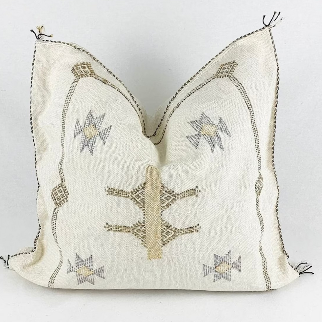 White cactus silk pillow
