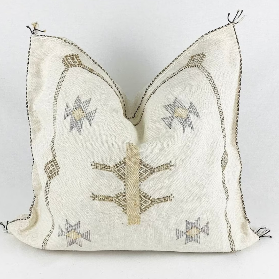 White cactus silk pillow