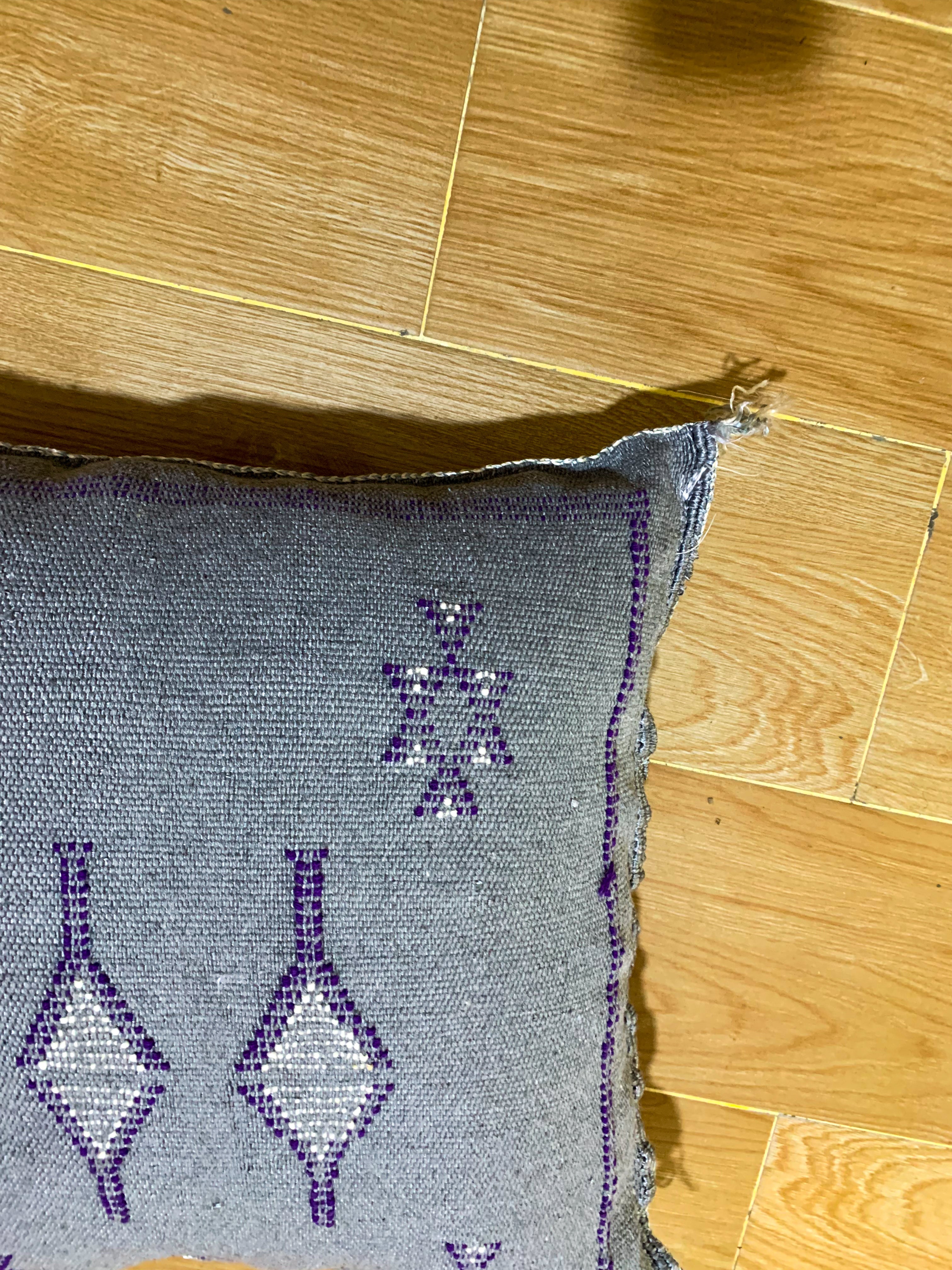 Gray Moroccan cactus silk pillow