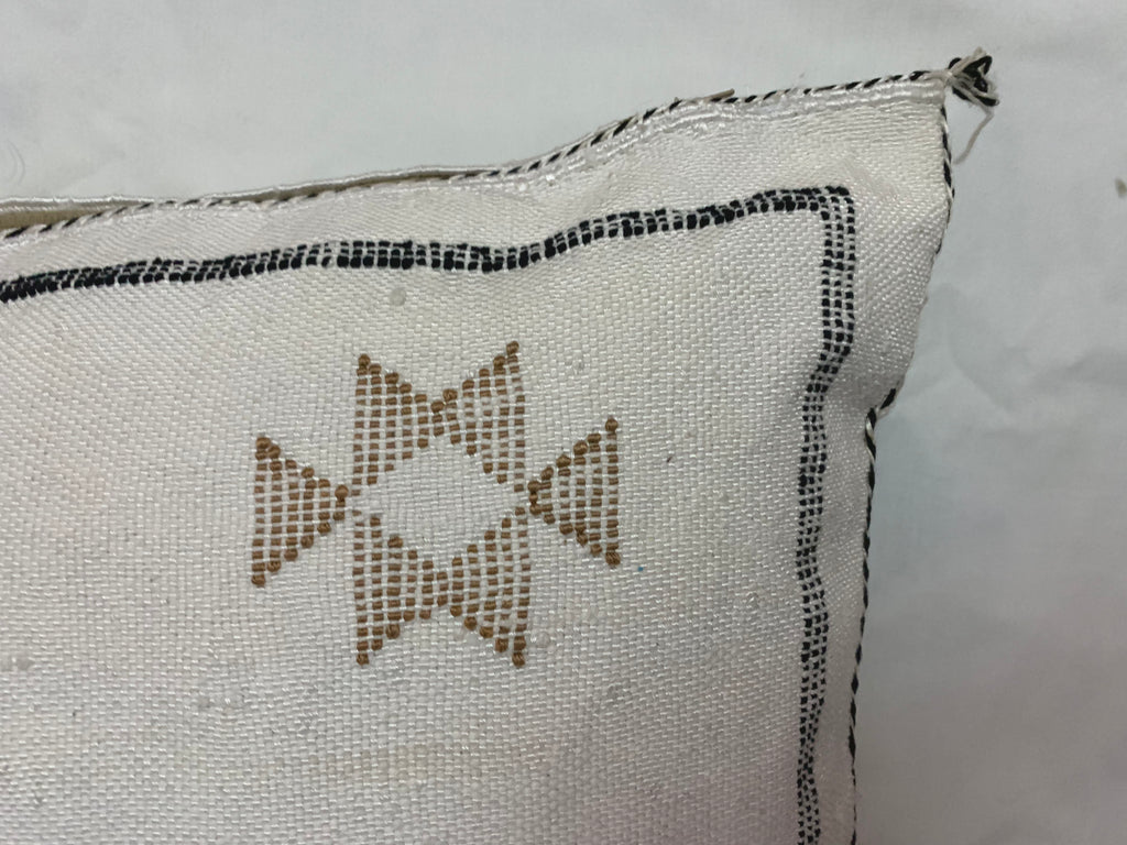 White Moroccan cactus silk pillow