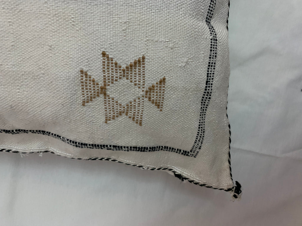 White Moroccan cactus silk pillow