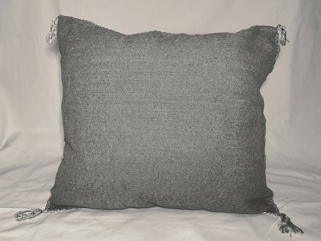 Gray Moroccan cactus silk pillow