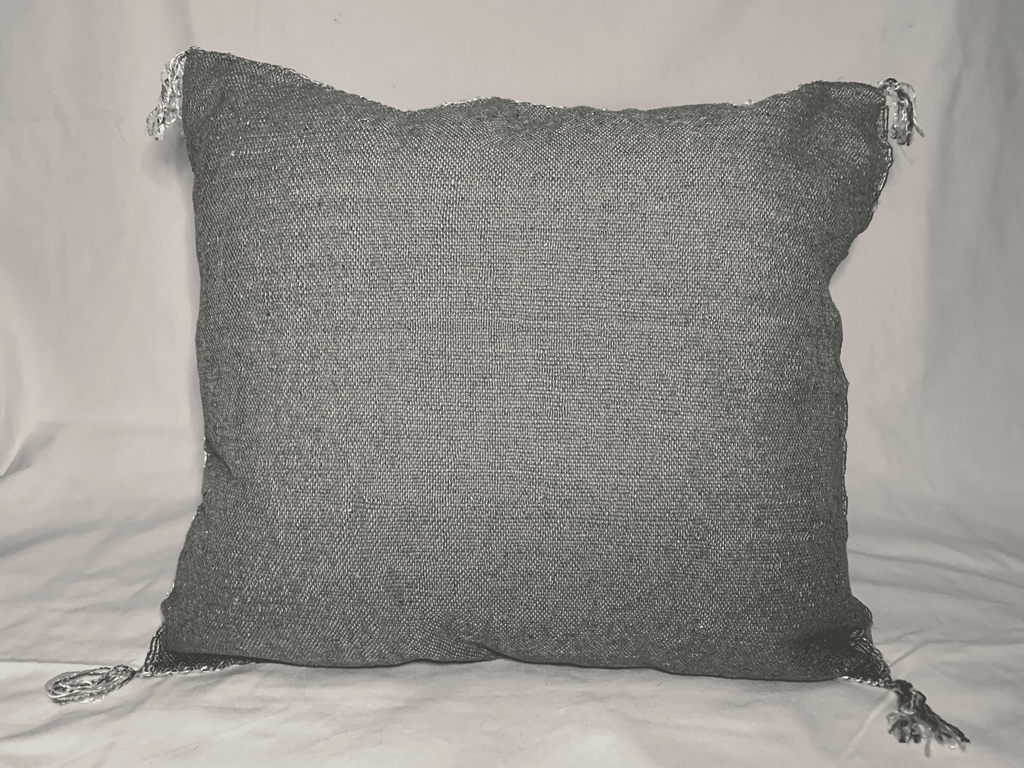 Gray Moroccan cactus silk pillow