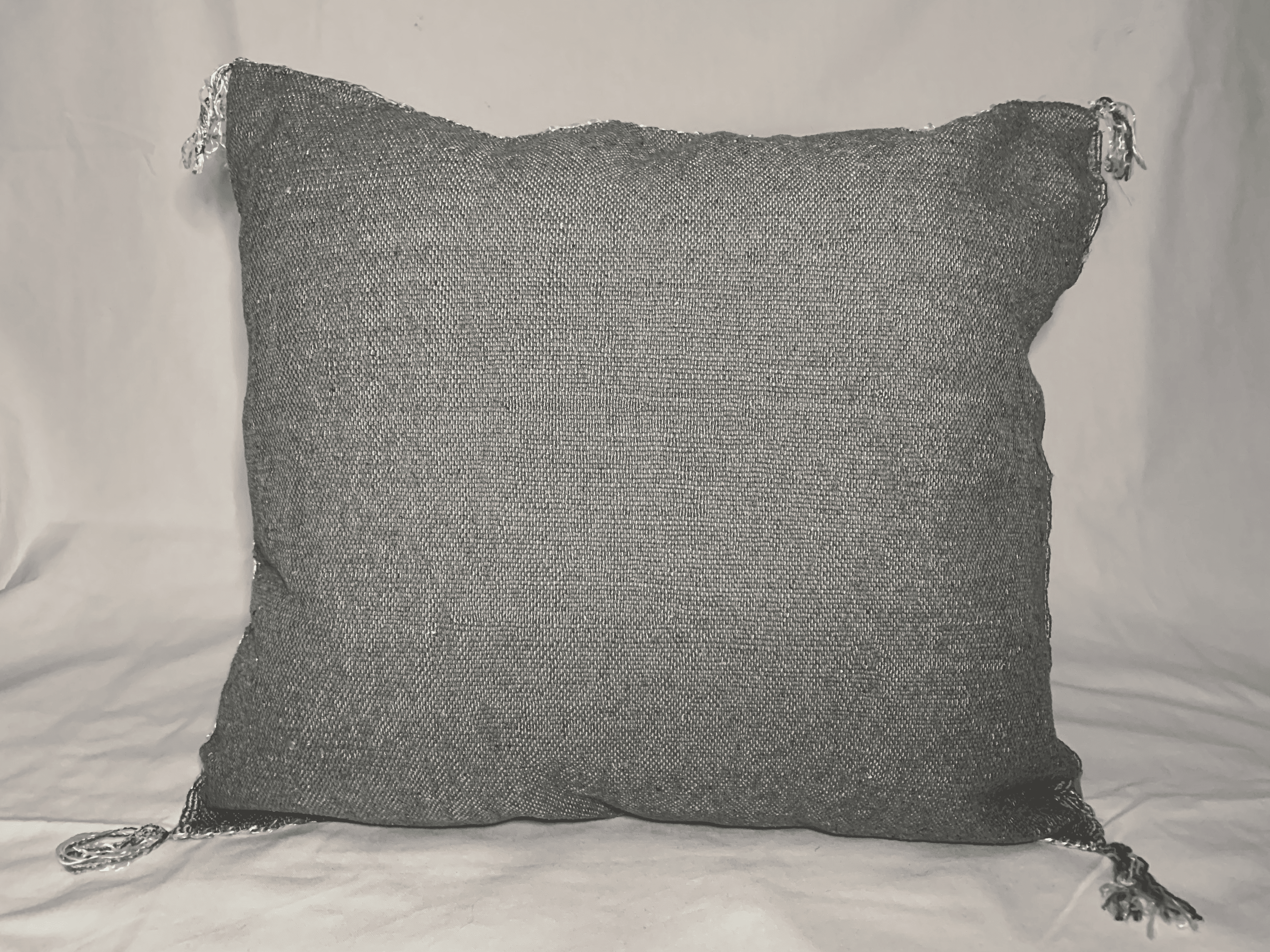 Gray Moroccan cactus silk pillow