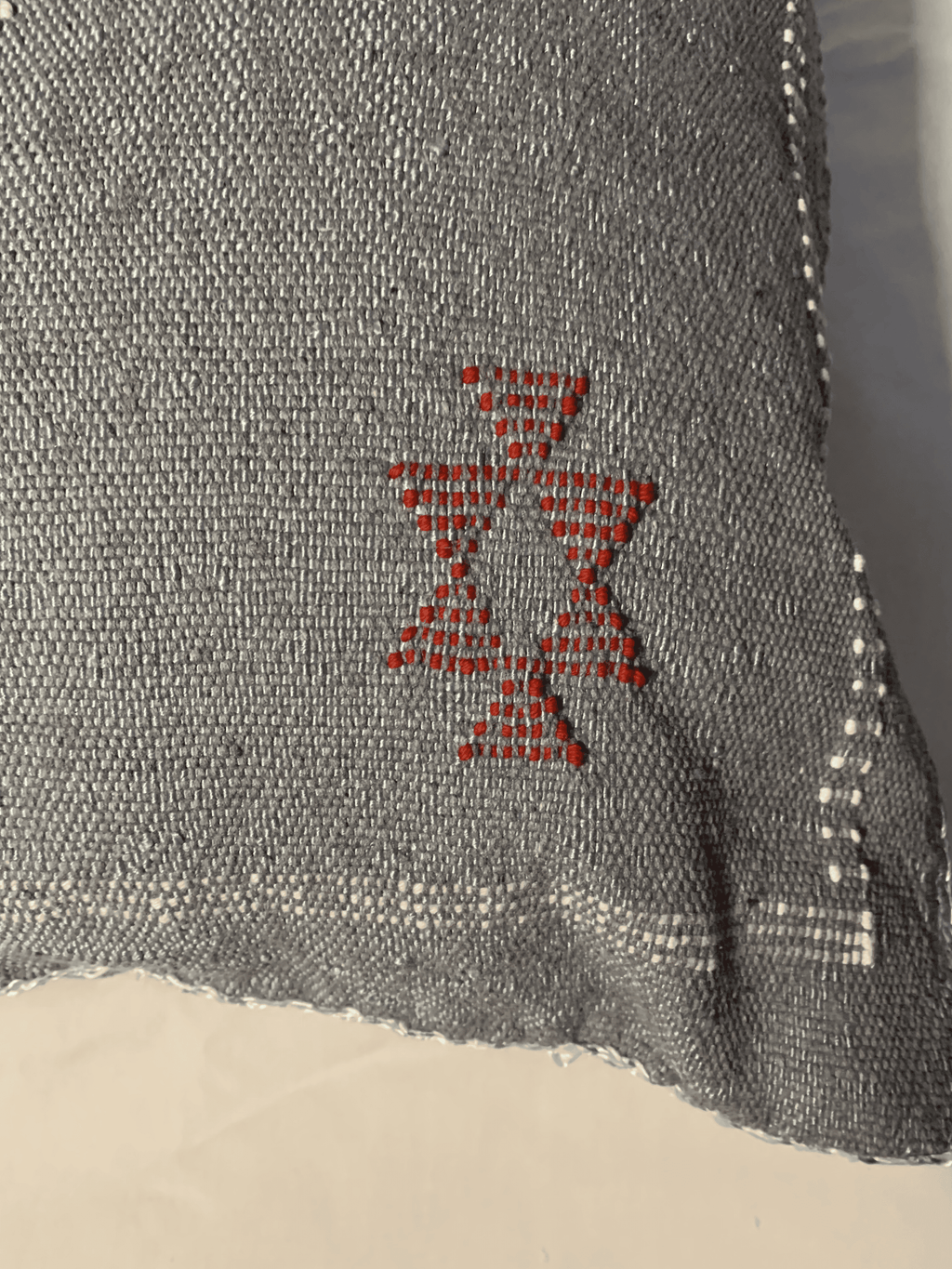 Gray Moroccan cactus silk pillow