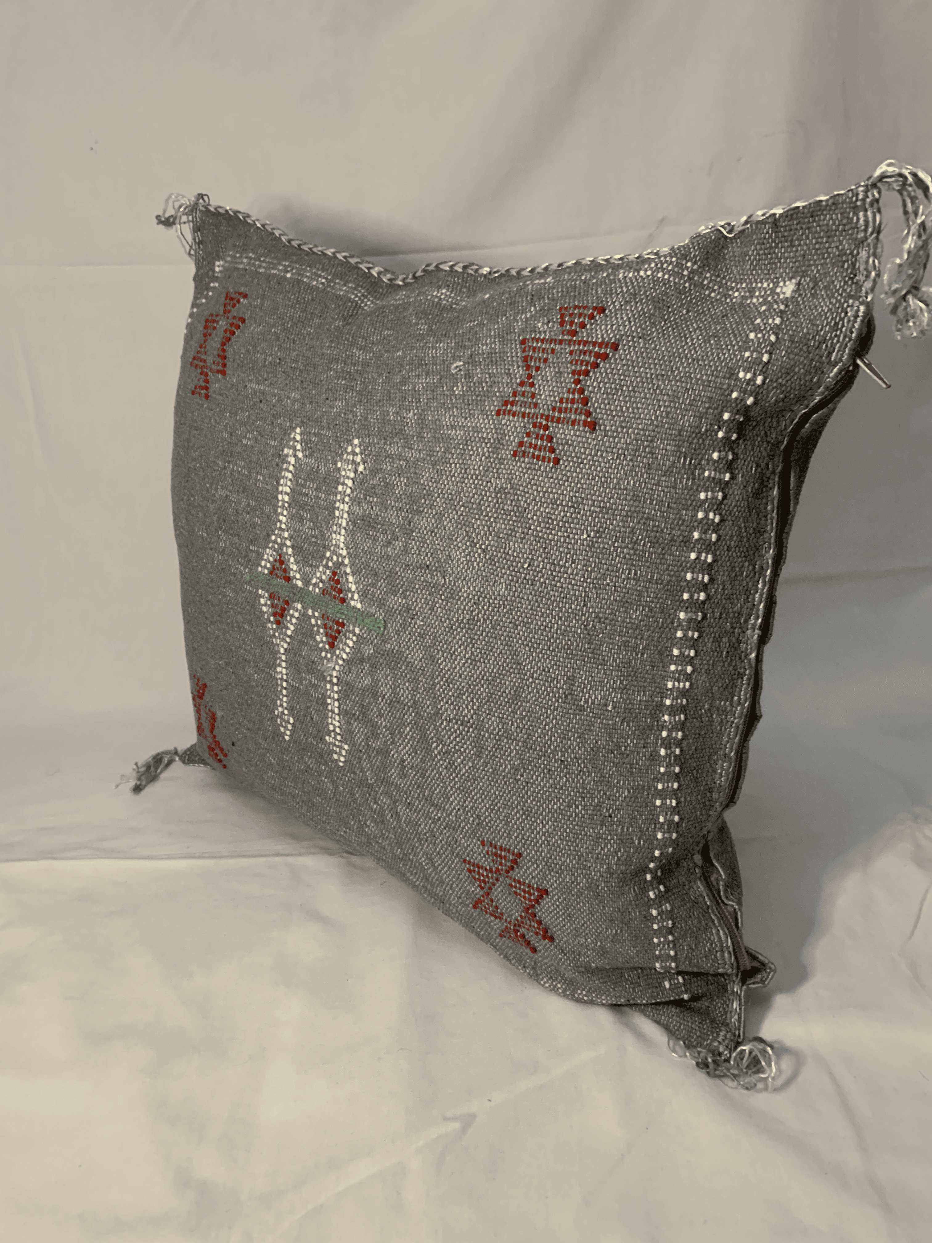 Gray Moroccan cactus silk pillow