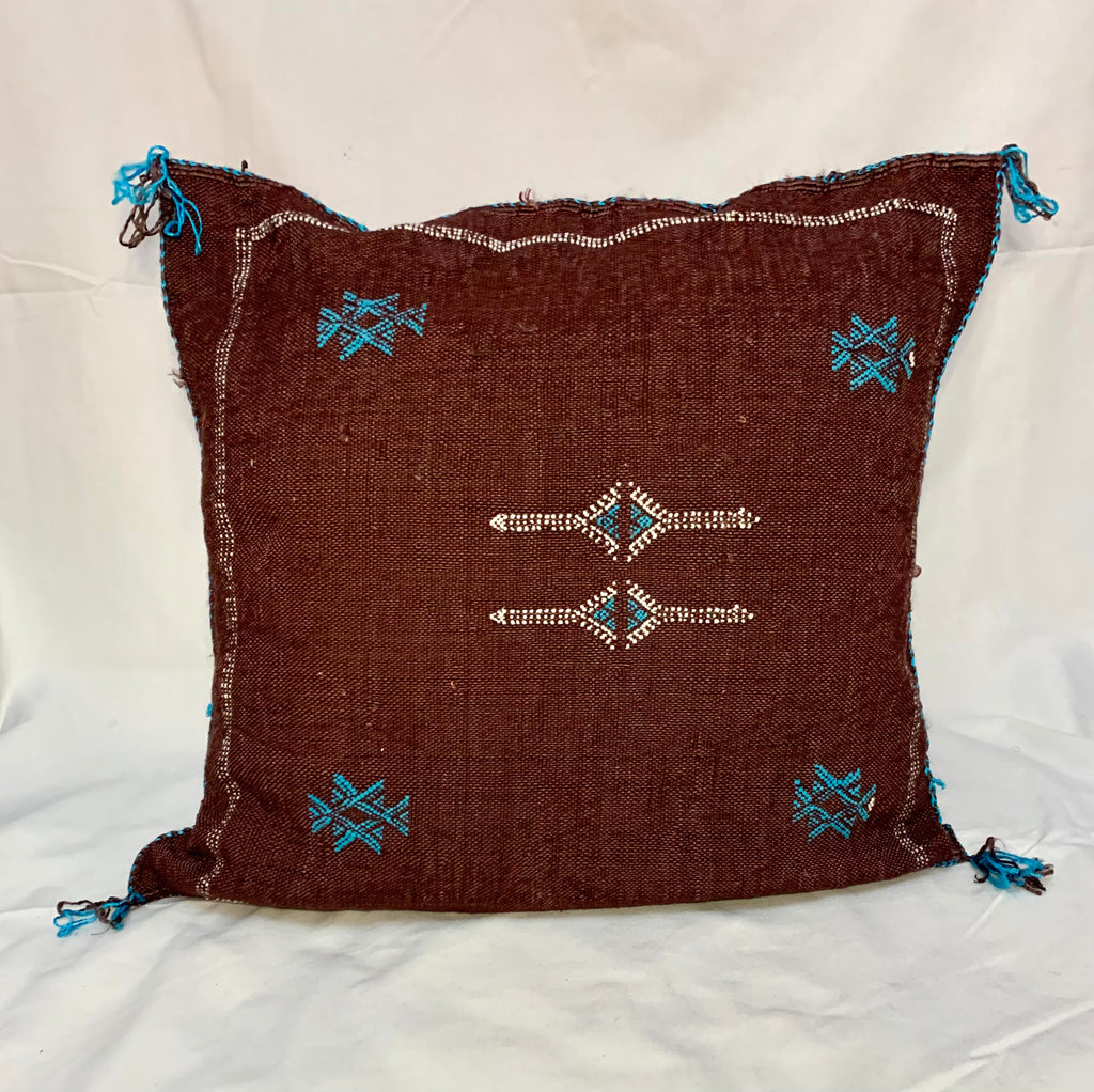 Brown Moroccan cactus silk pillow