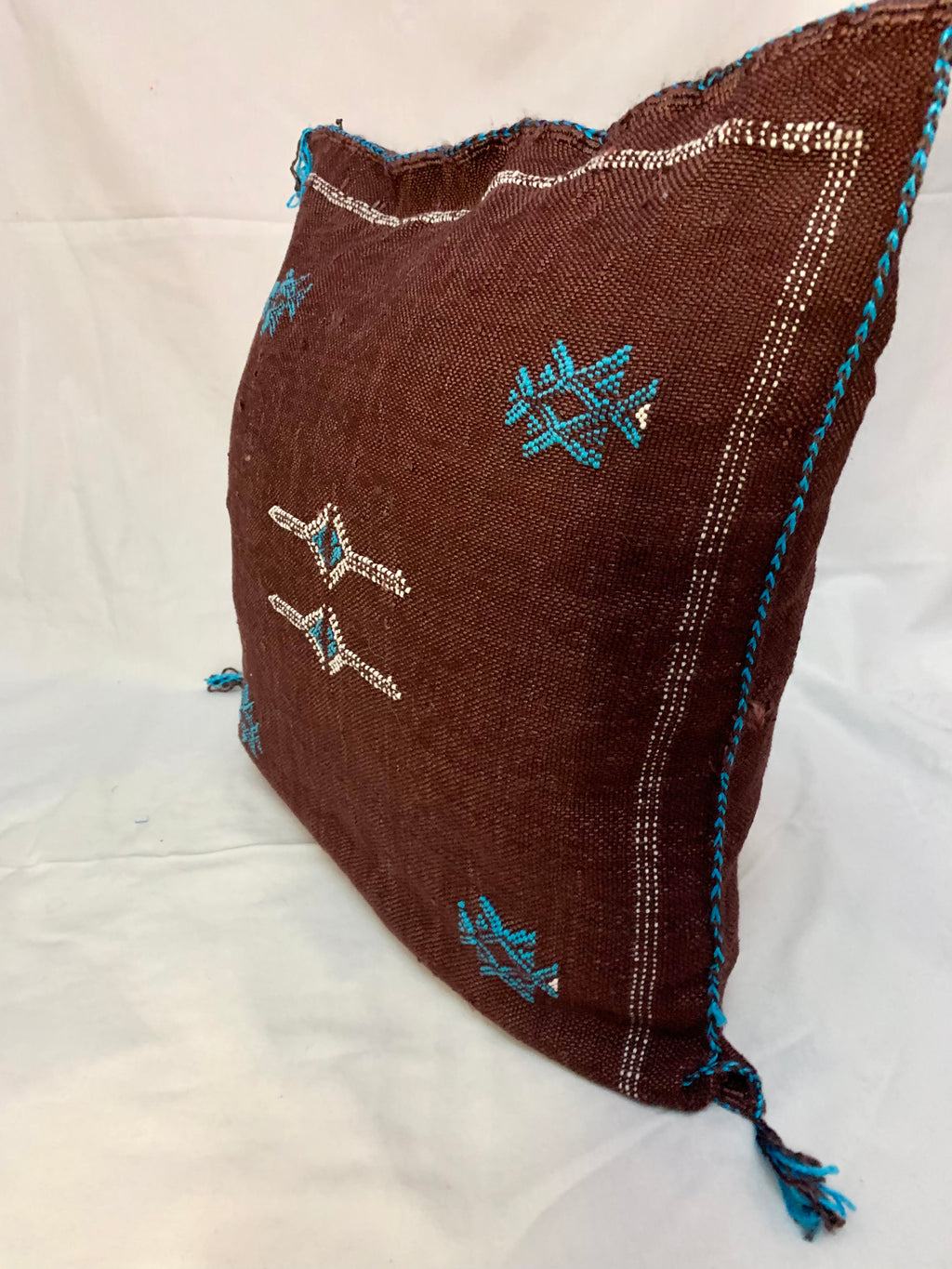 Brown Moroccan cactus silk pillow