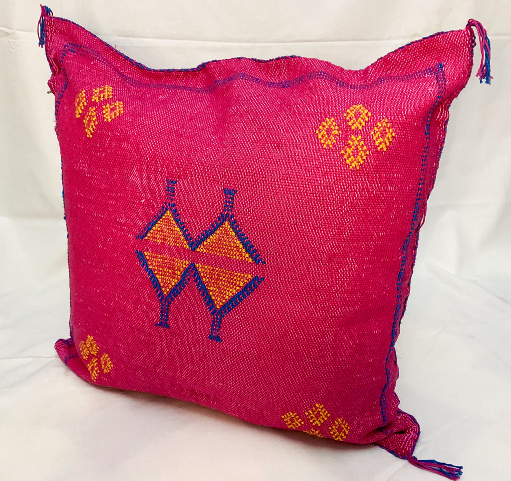 Pink Moroccan cactus silk pillow