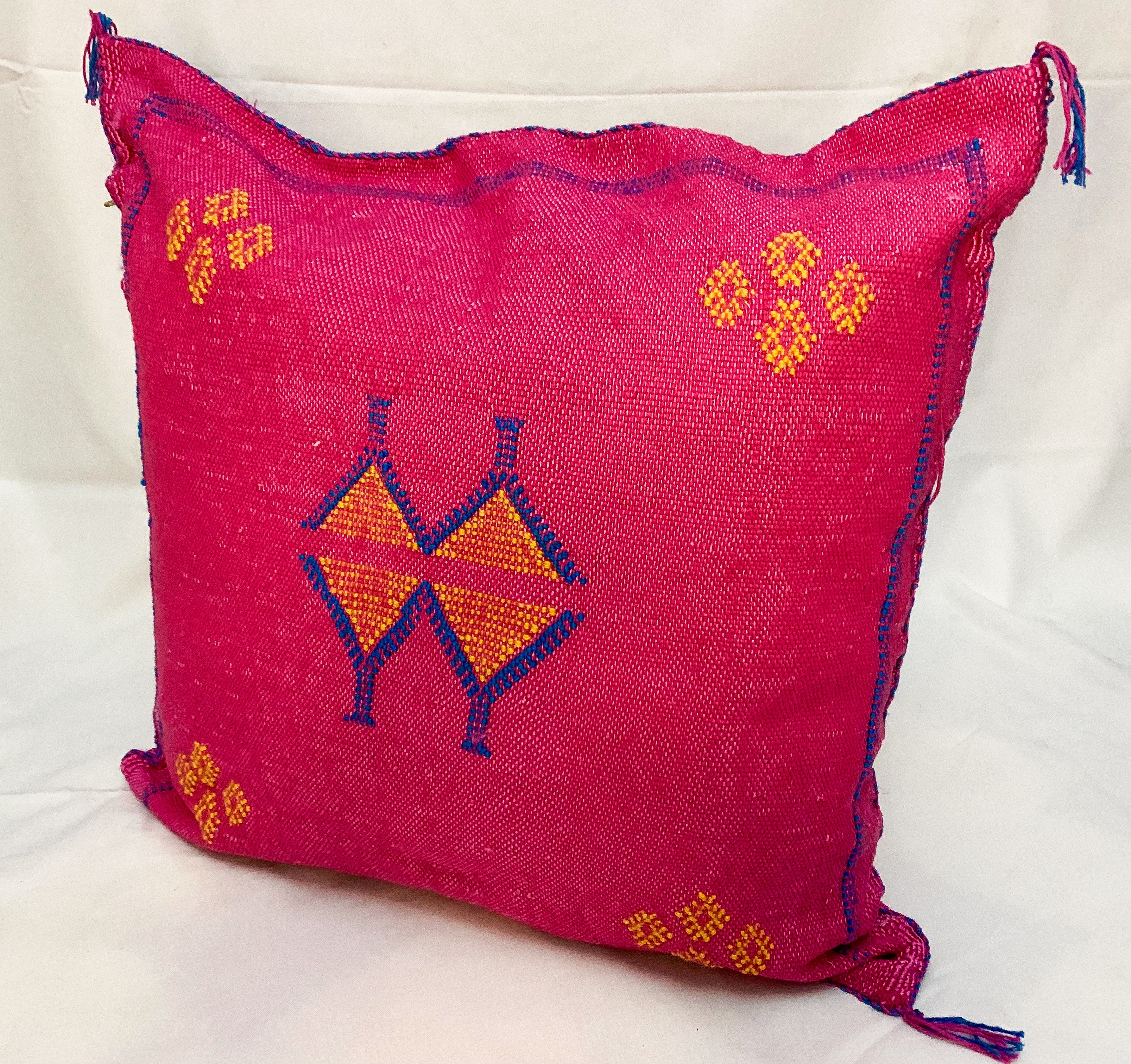 Pink Moroccan cactus silk pillow