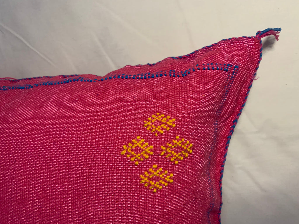 Pink Moroccan cactus silk pillow