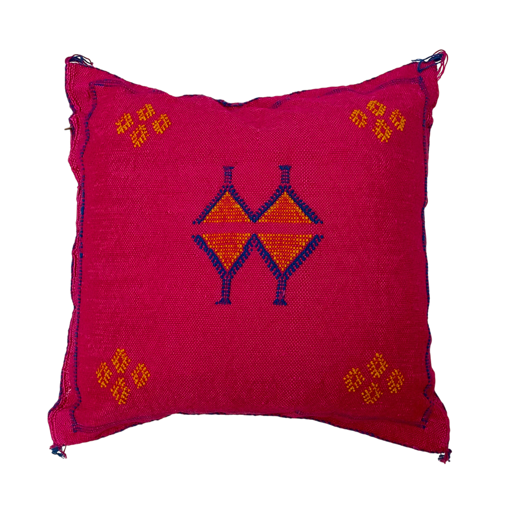 Pink Moroccan cactus silk pillow