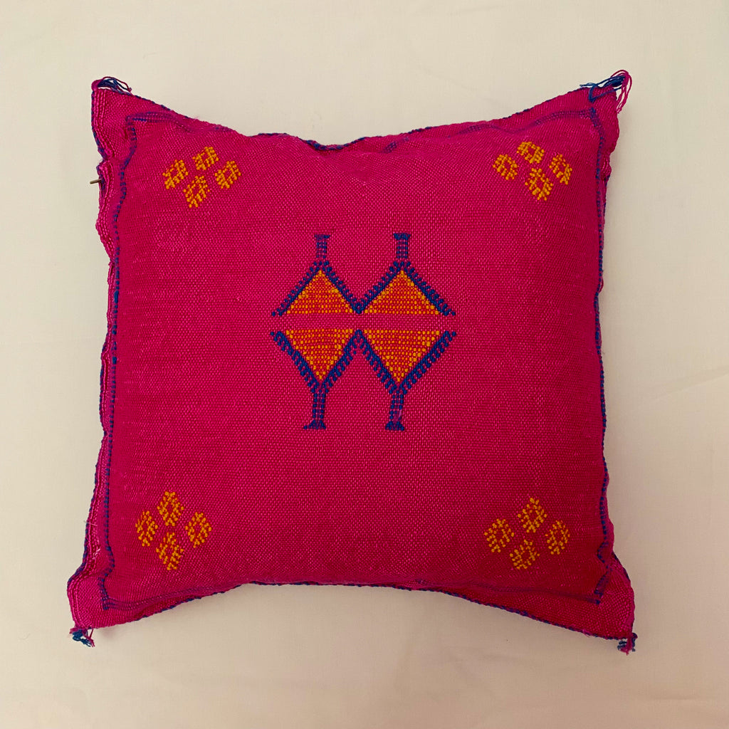 Pink Moroccan cactus silk pillow