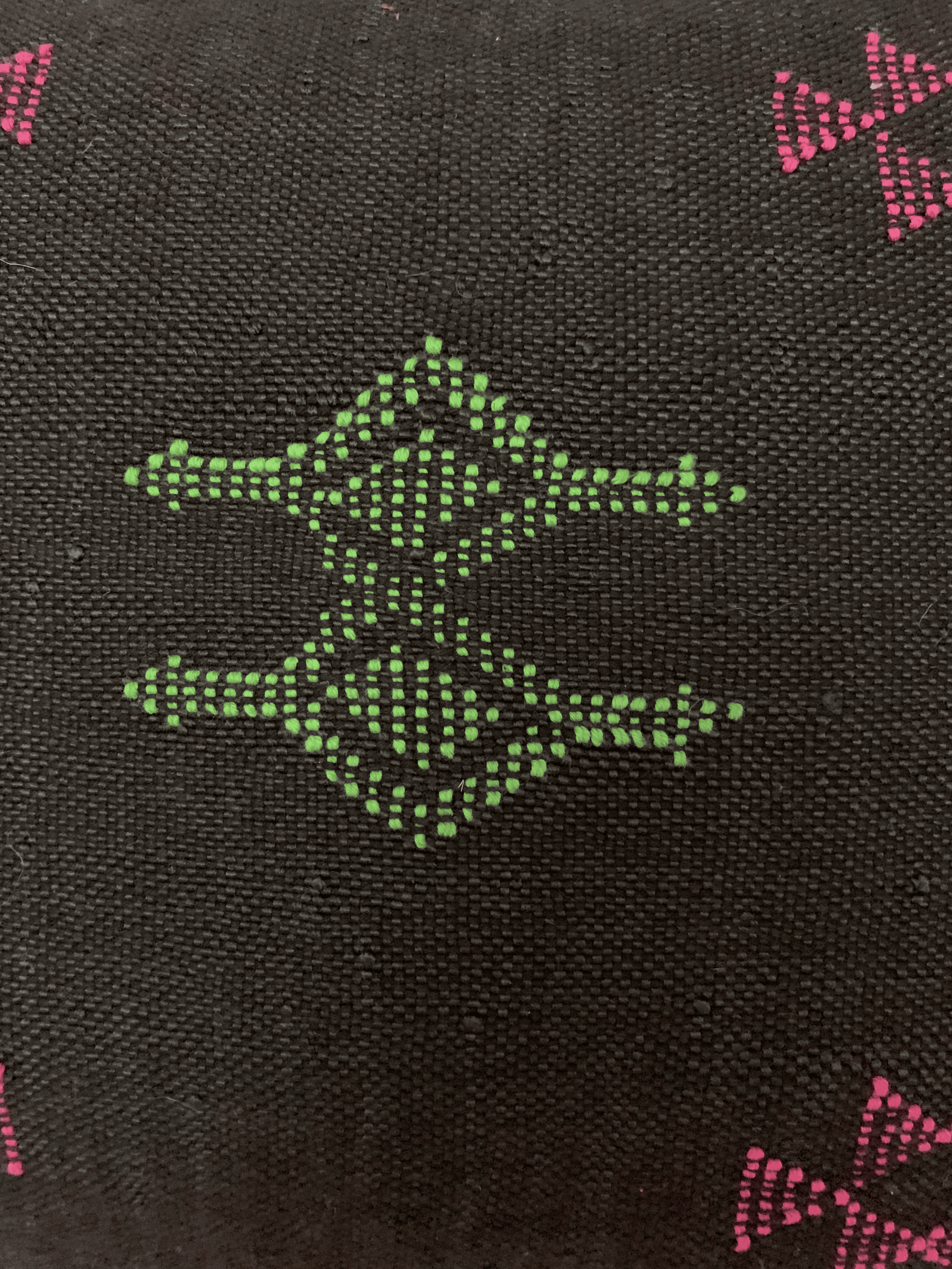 Black Moroccan cactus silk pillow