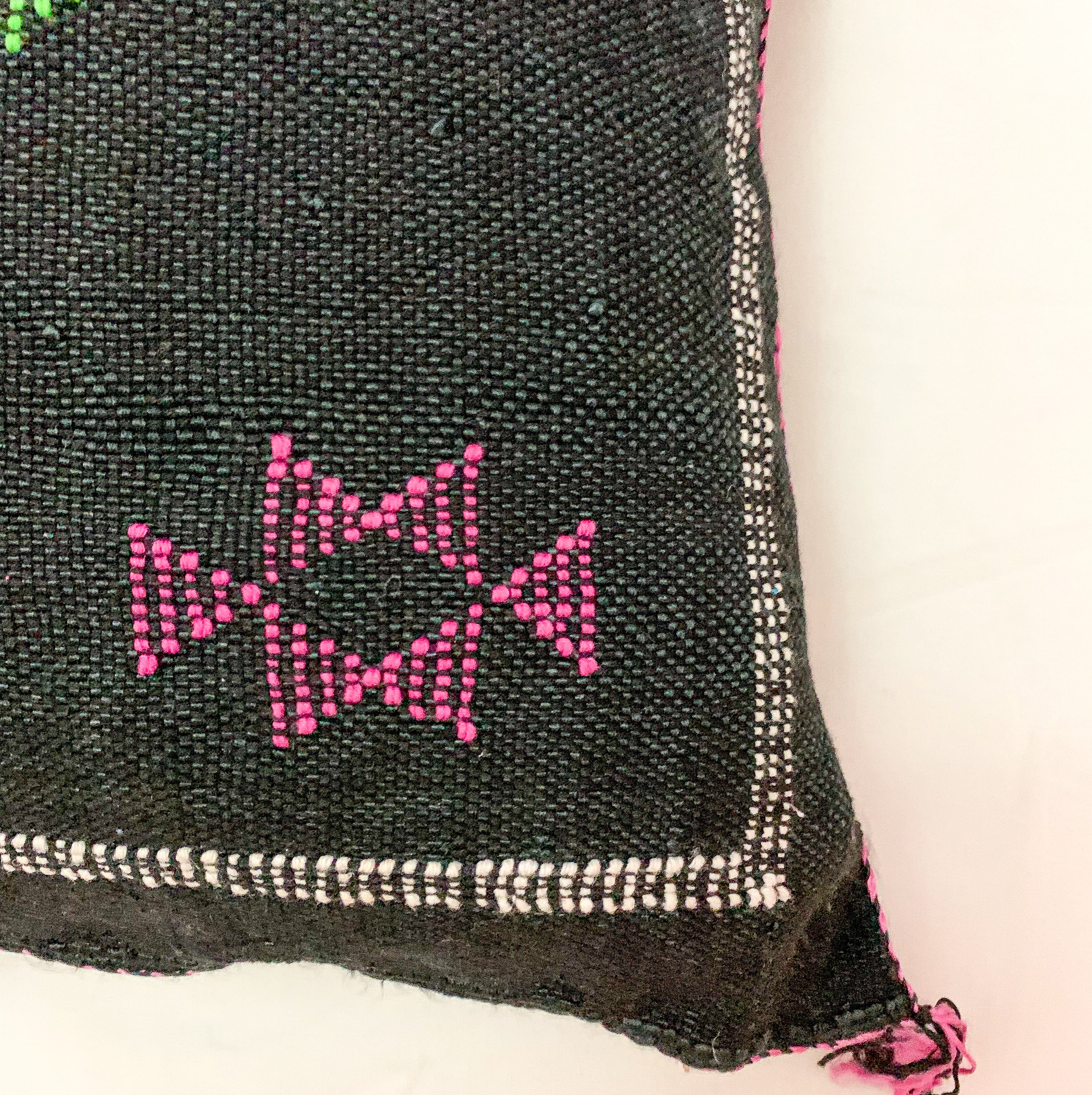 Black Moroccan cactus silk pillow