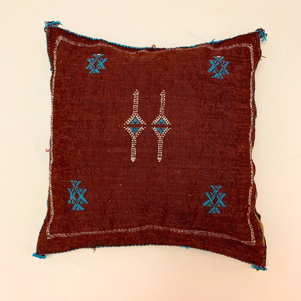 Brown Moroccan cactus silk pillow