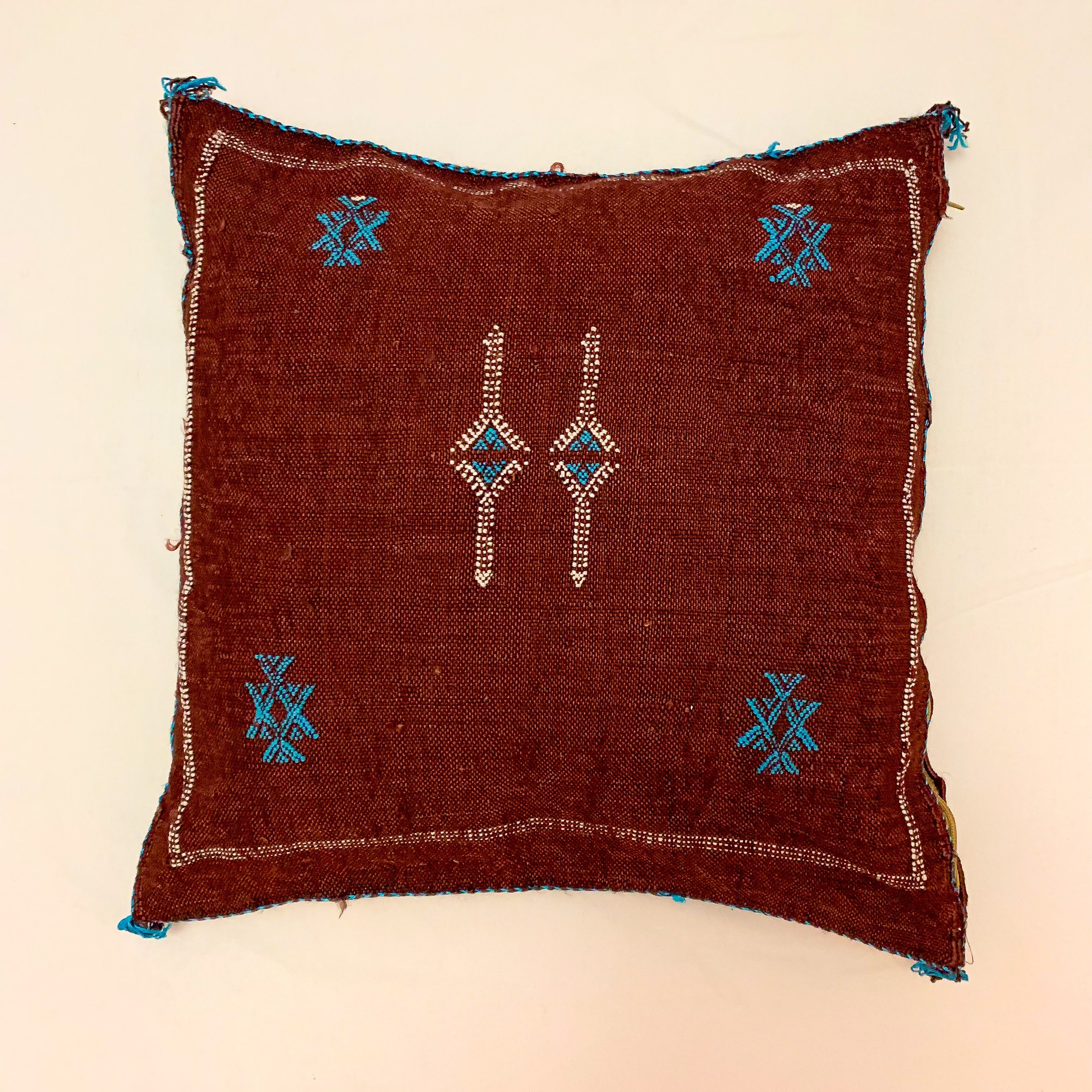 Brown Moroccan cactus silk pillow
