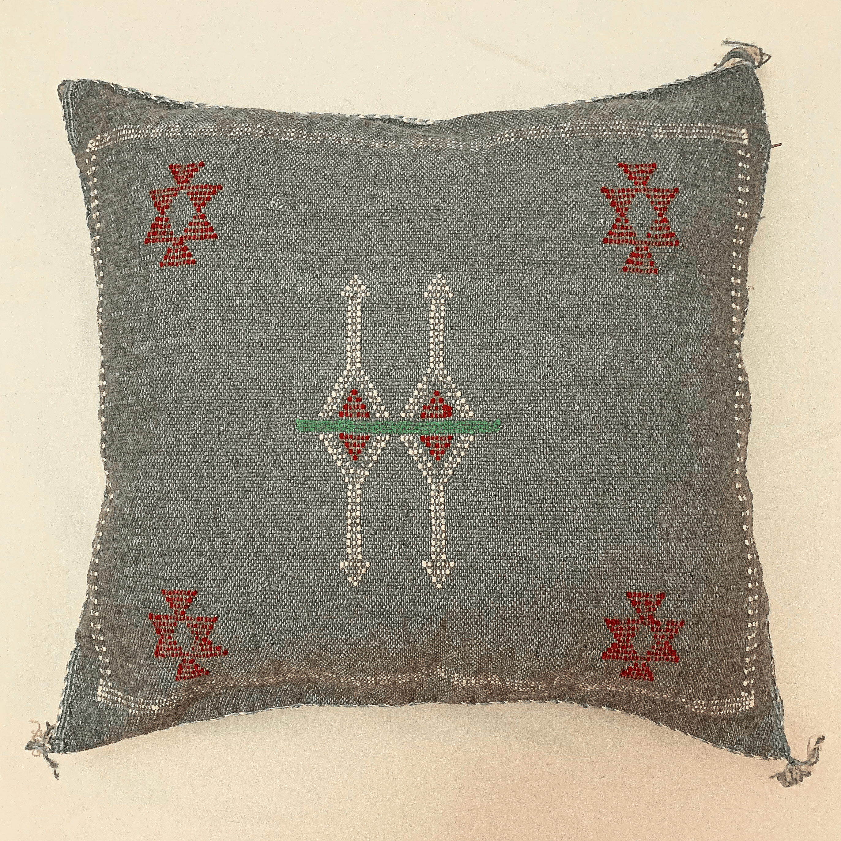 Gray Moroccan cactus silk pillow