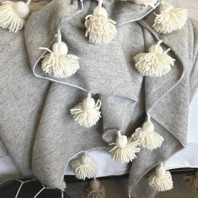 Moroccan PomPom Woven Blankets