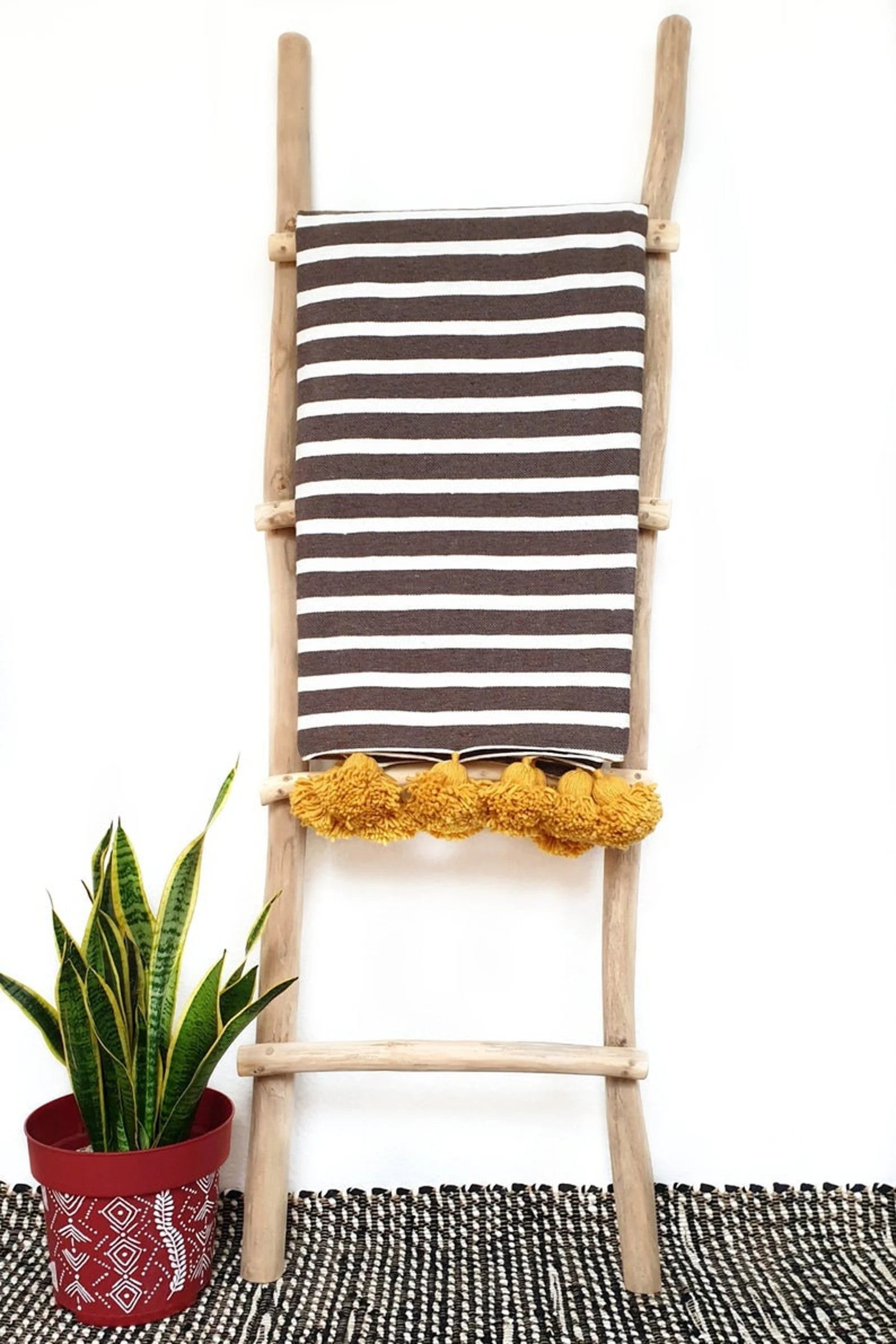 Moroccan Pompom throw blanket for sofa