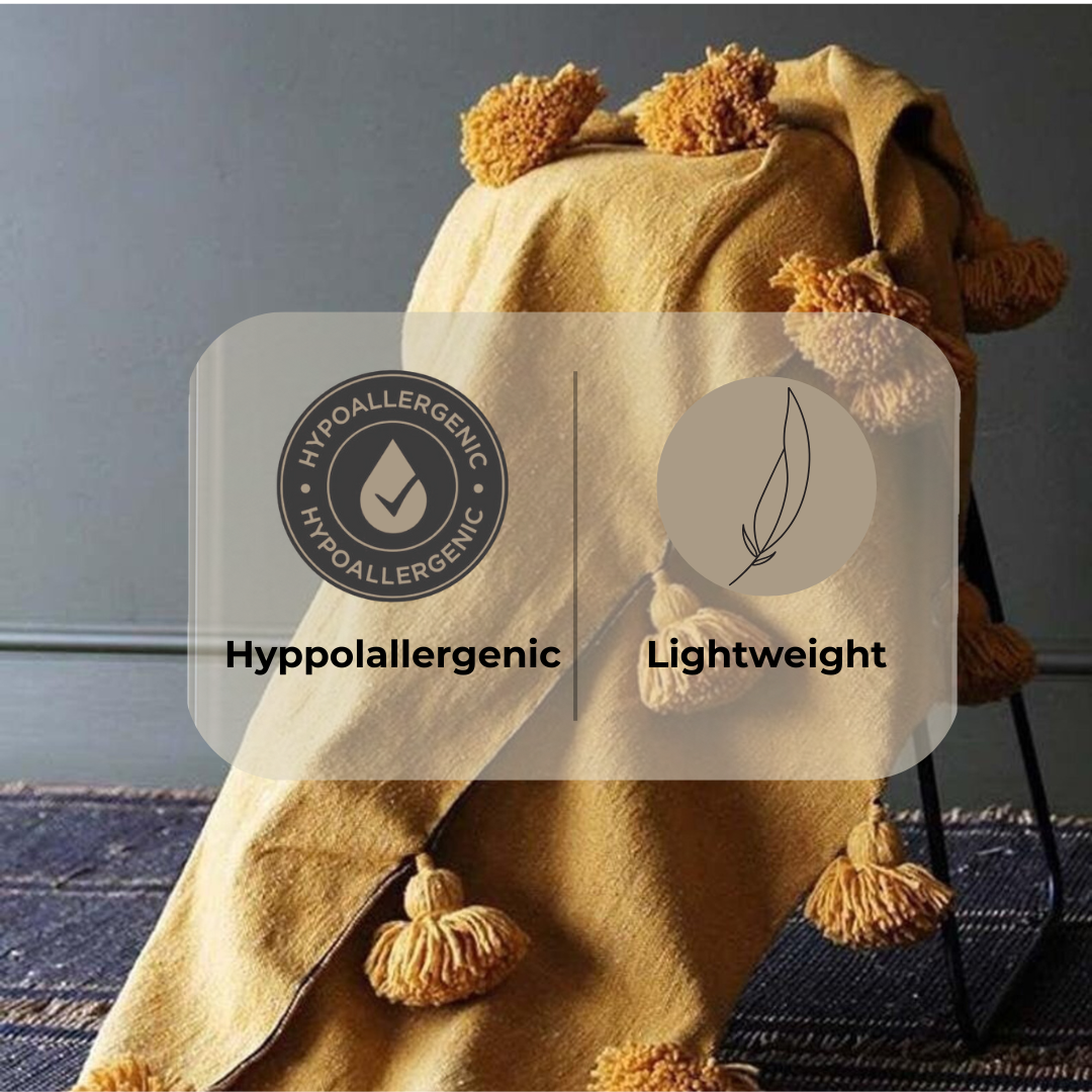Moroccan Pompom throw blanket for sofa