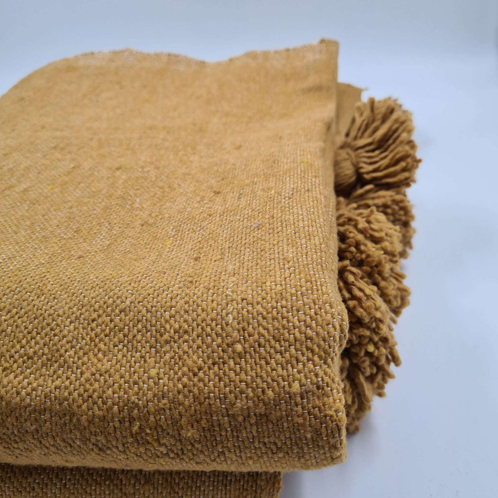 Moroccan Pompom throw blanket for sofa