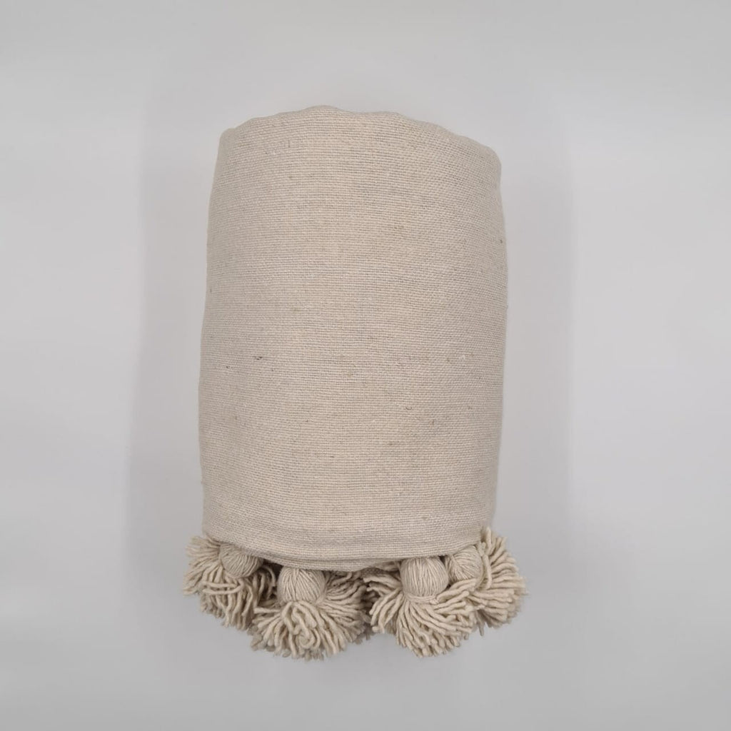 Moroccan Pompom throw blanket for sofa