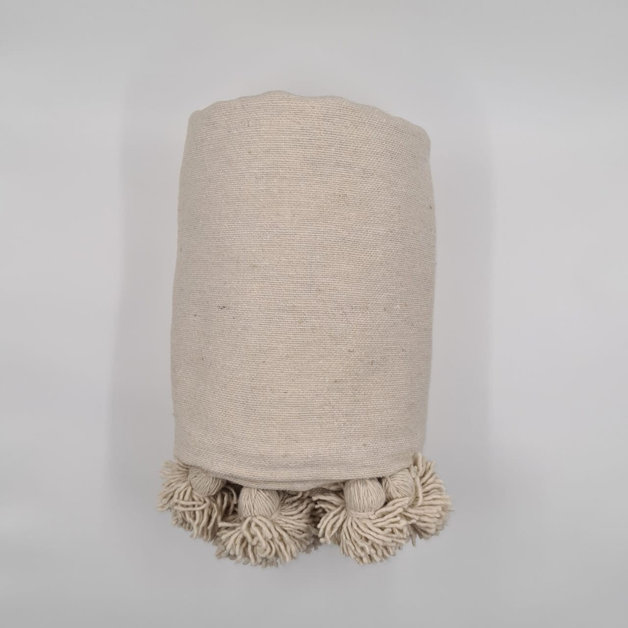 Moroccan Pompom throw blanket for sofa