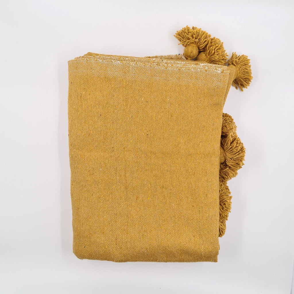 Moroccan Pompom throw blanket for sofa