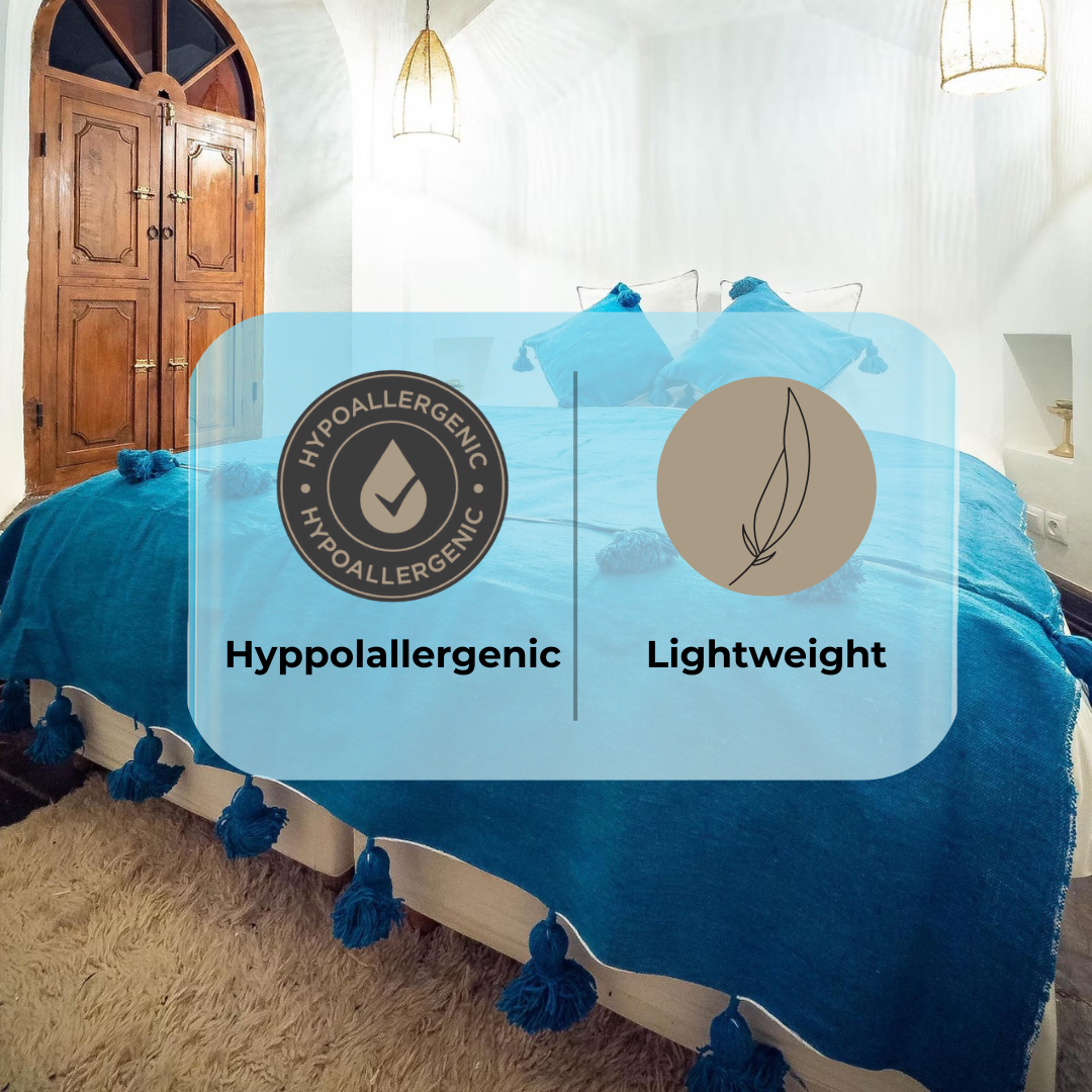 Moroccan Pompom throw blanket for sofa