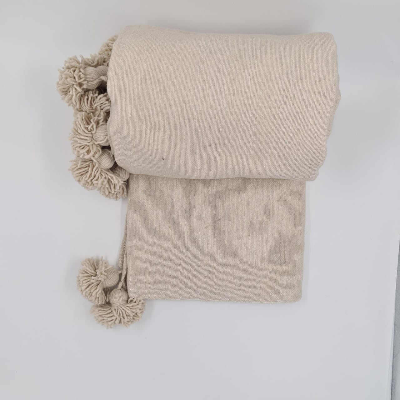 Moroccan Pompom throw blanket for sofa