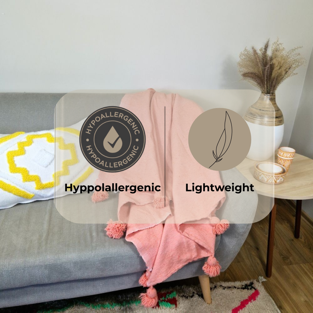 Moroccan Pompom throw blanket for sofa